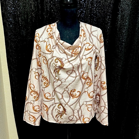 Chain Print Cowl Neck Blouse - Picture 1 of 1